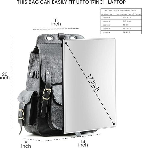 Handmade World Vintage Full Grain 20 Inch Blue Leather Laptop Large Backpack Casual Bookbag Daypack Camping Travel Rucksack Knapsack in Kuwait