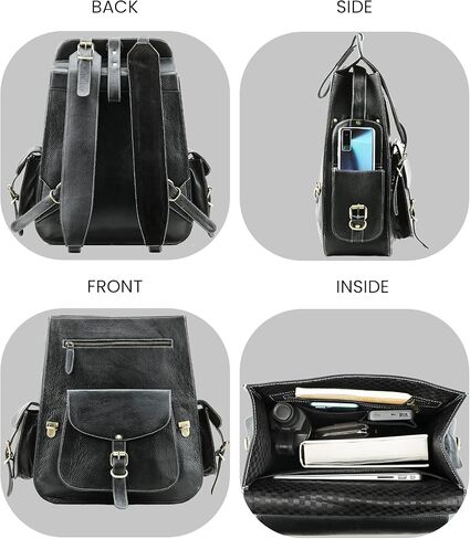 Handmade World Vintage Full Grain 20 Inch Blue Leather Laptop Large Backpack Casual Bookbag Daypack Camping Travel Rucksack Knapsack in Kuwait