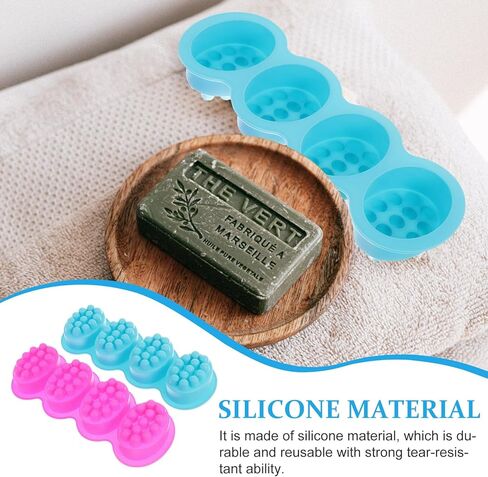 NUOBESTY 2Pcs Cavity Oval Silicone Soap Mold Massage Bar Mold for DIY Handmade Soap Craft Flexible Non-Stick Silicone for Bath Bombs Candles Lotion Bars Safe Skin-Friendly Material in Saudi Arabia