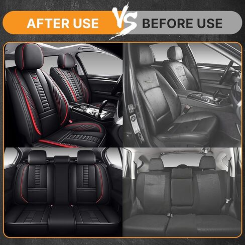 Waterproof 5 Car Seat Covers for Acura TLX 2015-2025, Premium Faux Leather Automotive Front and Back Seat Protectors Compatible with Airbag Black & Red Line in Saudi Arabia