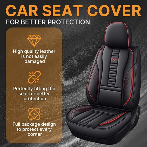 Waterproof 5 Car Seat Covers for Acura TLX 2015-2025, Premium Faux Leather Automotive Front and Back Seat Protectors Compatible with Airbag Black & Red Line in Saudi Arabia