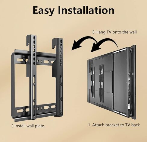 حامل جداري للتلفزيون ثابت، حامل حامل للتلفزيون، حامل مسطح لمعظم أجهزة التلفاز مقاس 14-43 بوصة، حامل جداري منخفض لتوفير مساحة لمصابيح LED وLCD وتلفزيون البلازما، بحد أقصى 200 × 200 مم، سعة تحميل 55 رطلًا in Kuwait