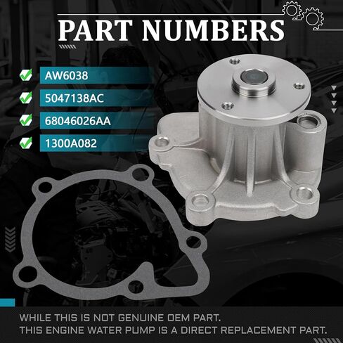 IRONTEK Water Pump Fit for Genesis 2017-2020 G80, for Hyundai 2006-2017 Azera Engine Water Pump #AW6048 25100-3C120 in Saudi Arabia