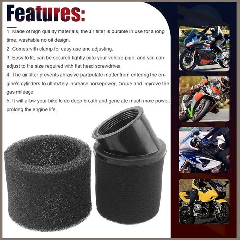 العالمي 48mm 49mm 50mm الزاوية رغوة مزدوجة قرنة الأداء تصفية 50cc 70cc 90cc 110cc 125cc ATV رباعية سكوتر الذهاب كارت الدراجة الترابية سوبر جيب دراجة صغيرة ياماها in Saudi Arabia