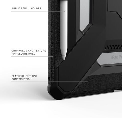 URBAN ARMOR GEAR UAG مصمم لجهاز iPad Pro 13 بوصة (الجيل السابع، 2024، M4) A2926، A2925، A3007، حامل عرض متعدد الزوايا قابل للتعديل، غطاء فوليو للنوم/الاستيقاظ التلقائي مع حامل قلم، متروبوليس SE أسود in Kuwait