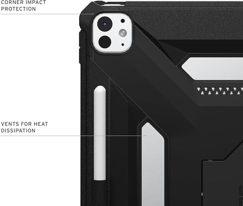URBAN ARMOR GEAR UAG مصمم لجهاز iPad Pro 13 بوصة (الجيل السابع، 2024، M4) A2926، A2925، A3007، حامل عرض متعدد الزوايا قابل للتعديل، غطاء فوليو للنوم/الاستيقاظ التلقائي مع حامل قلم، متروبوليس SE أسود in Kuwait