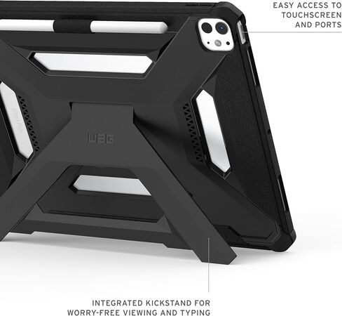 URBAN ARMOR GEAR UAG مصمم لجهاز iPad Pro 13 بوصة (الجيل السابع، 2024، M4) A2926، A2925، A3007، حامل عرض متعدد الزوايا قابل للتعديل، غطاء فوليو للنوم/الاستيقاظ التلقائي مع حامل قلم، متروبوليس SE أسود in Kuwait