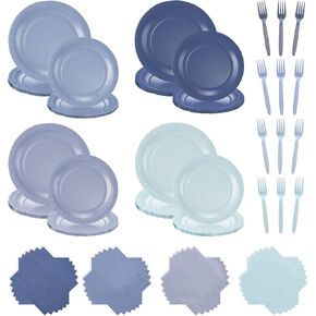 96 Pcs Brown Gradient Tableware Sets for 24 Guests Include 9 '' and 7'' Paper Party Plates Disposable Cocktail Napkins Plastic Forks Dinnerware for Baby Shower Wedding Birthday Tea Party in Saudi Arabia