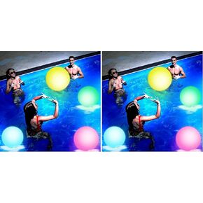 FUTUREPLUSX 2PCS Light Up Beach Balls, 16" LED Pool Ball with Remote Control Glow for Summer Parties Pool Decorations in Kuwait