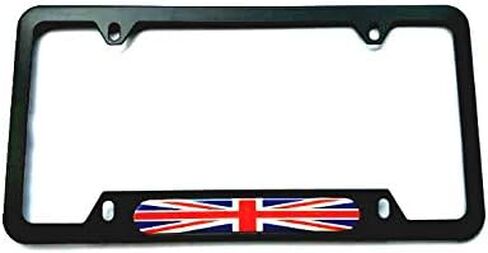 Union Jack British UK United Kingdom Flag Sport License Plate Cover Frames Holder with Screw Caps Stainless Steel Rust Free (1x Black) in Saudi Arabia