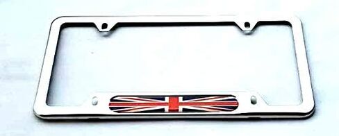 Union Jack British UK United Kingdom Flag Sport License Plate Cover Frames Holder with Screw Caps Stainless Steel Rust Free (1x Black) in Saudi Arabia