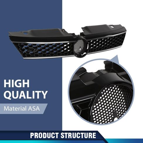 PIT66 Front Bumper Upper Grill Compatible with VW Volkswagen GTI GLI Jetta MK5 2006-2009, Not Fit Rabbit & R32 Model, Honeycomb Style Grille in Saudi Arabia