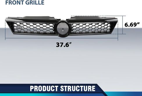 PIT66 Front Bumper Upper Grill Compatible with VW Volkswagen GTI GLI Jetta MK5 2006-2009, Not Fit Rabbit & R32 Model, Honeycomb Style Grille in Saudi Arabia