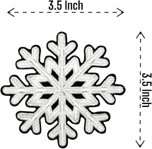 3.5" Embroidered Snowflake Iron On Patch | Decorative Winter Frozen Christmas Snowflakes Applique Iron On/Sew On Patches for Clothing, Hats, Backpacks, Clothes, Jacket in Saudi Arabia