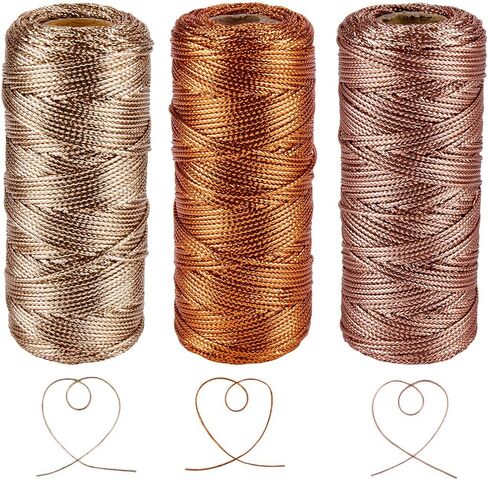 CRASPIRE 328 ياردة خيوط معدنية 1.5 مم التفاف سلسلة حبل ديكور Rosegold البرونزية Macrame الحبل تويست الموضوع لتعبئة الهدايا التعادل عيد الميلاد الحرف الزفاف ديكور المنزل شنقا العلامة الحلي in Saudi Arabia