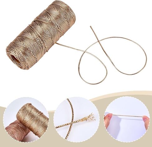 CRASPIRE 328 ياردة خيوط معدنية 1.5 مم التفاف سلسلة حبل ديكور Rosegold البرونزية Macrame الحبل تويست الموضوع لتعبئة الهدايا التعادل عيد الميلاد الحرف الزفاف ديكور المنزل شنقا العلامة الحلي in Saudi Arabia