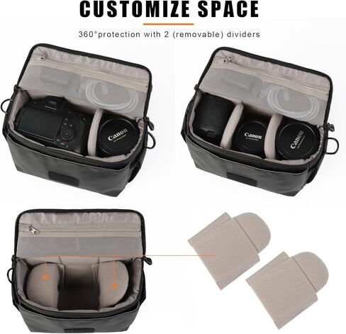 Besnfoto Camera Bag Purse Small Messenger Shoulder Bag for Mirrorless DSLR Camera Waterproof Canvas Compact Photography Case, Black Gray in Kuwait