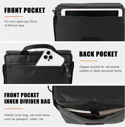 Besnfoto Camera Bag Purse Small Messenger Shoulder Bag for Mirrorless DSLR Camera Waterproof Canvas Compact Photography Case, Black Gray in Kuwait