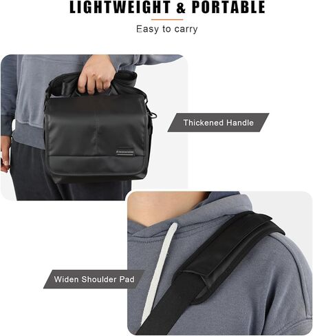 Besnfoto Camera Bag Purse Small Messenger Shoulder Bag for Mirrorless DSLR Camera Waterproof Canvas Compact Photography Case, Black Gray in Kuwait