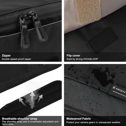 Besnfoto Camera Bag Purse Small Messenger Shoulder Bag for Mirrorless DSLR Camera Waterproof Canvas Compact Photography Case, Black Gray in Kuwait