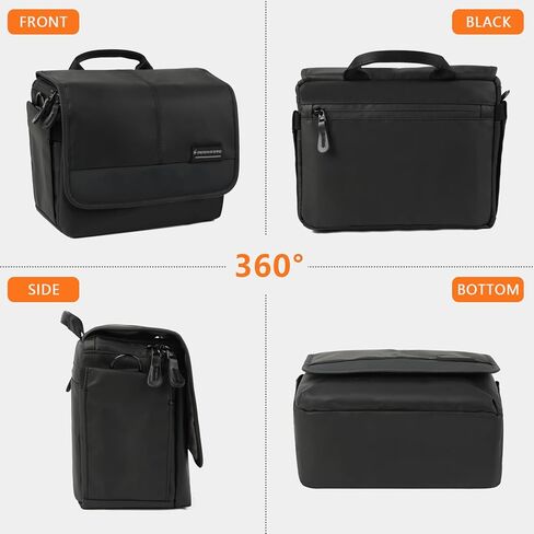 Besnfoto Camera Bag Purse Small Messenger Shoulder Bag for Mirrorless DSLR Camera Waterproof Canvas Compact Photography Case, Black Gray in Kuwait