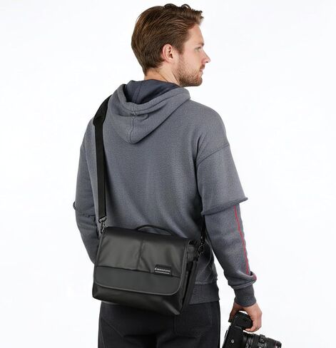 Besnfoto Camera Bag Purse Small Messenger Shoulder Bag for Mirrorless DSLR Camera Waterproof Canvas Compact Photography Case, Black Gray in Kuwait