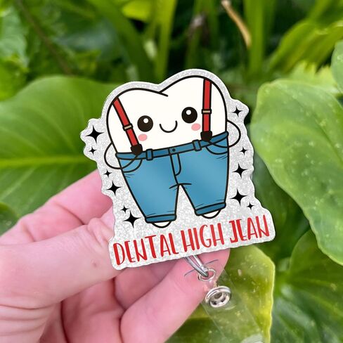 Funny Dental Badge Reel – Retractable Cute ID Badge Holder with Alligator Clip Gifts for Dental Hygienist Assistant Hygiene Student Dentist, Tooth High Jean Accessories Must Have in Saudi Arabia