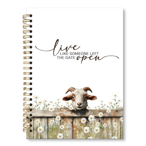 JRTW Live Like Someone Left The Gate Open Goat Notebook, Inspirational Goat gifts Notebooks for School Work College, Farmhouse Western Cottagecore Animal a5 Spiral Notebook Journal for Women in Saudi Arabia