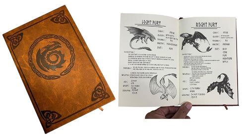 Costumeteers Bork the Bold Dragon Manual Replica Book Viking Fantasy Cosplay Berk Journal Prop HTTYD Faux Leather Cover Printed Pages Brown in Saudi Arabia