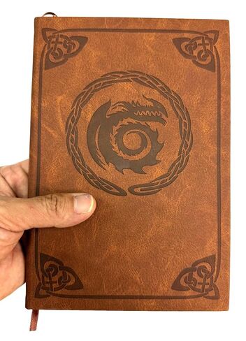 Costumeteers Bork the Bold Dragon Manual Replica Book Viking Fantasy Cosplay Berk Journal Prop HTTYD Faux Leather Cover Printed Pages Brown in Saudi Arabia