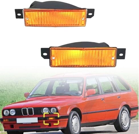 Front Bumper Turn Signal Indicator Light Cover for BMW 3 Series E30 1987-1991 Plastic Construction Seamless Fit Design Enhanced Visibility for Safer Driving in All Weather Conditions(Right) in Saudi Arabia