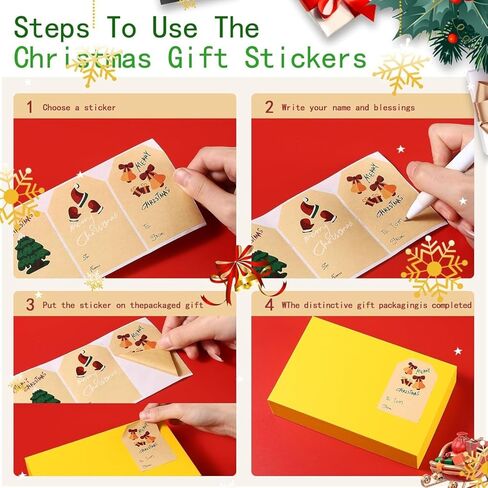 500 Labels Tags Stickers, Kraft Gift Stickers Name Labels, Self Adhesive Xmas Tag for Cards Gift Boxes (60x80mm, 6 Designs) in Saudi Arabia