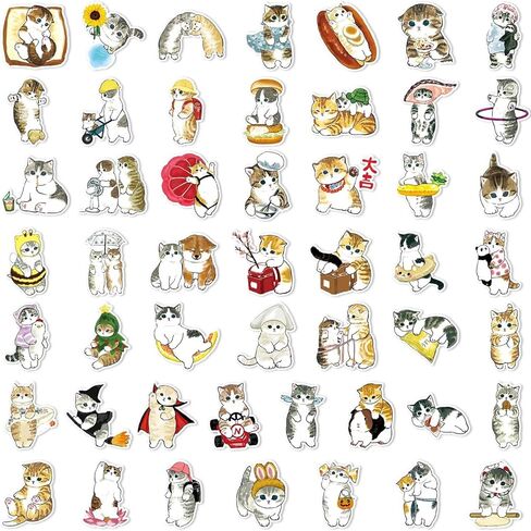 100PCS Cat Sticker Hand-Drawn Cute Kitten Stickers for Party Favor Holiday Envelope Seal Classroom Reward Sticker in Saudi Arabia