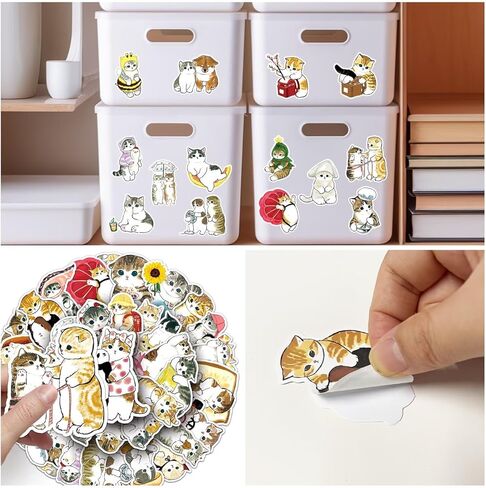 100PCS Cat Sticker Hand-Drawn Cute Kitten Stickers for Party Favor Holiday Envelope Seal Classroom Reward Sticker in Saudi Arabia