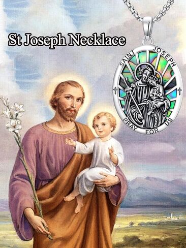 POTOPYY S925 Sterling Silver Saint Necklace St Michael/St Christopher/St Benedict/Virgin Mary/St Joseph/St Patrick/St Francis/St Jude Pendant Religious Protection Necklace for Men Women in Kuwait
