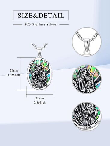POTOPYY S925 Sterling Silver Saint Necklace St Michael/St Christopher/St Benedict/Virgin Mary/St Joseph/St Patrick/St Francis/St Jude Pendant Religious Protection Necklace for Men Women in Kuwait