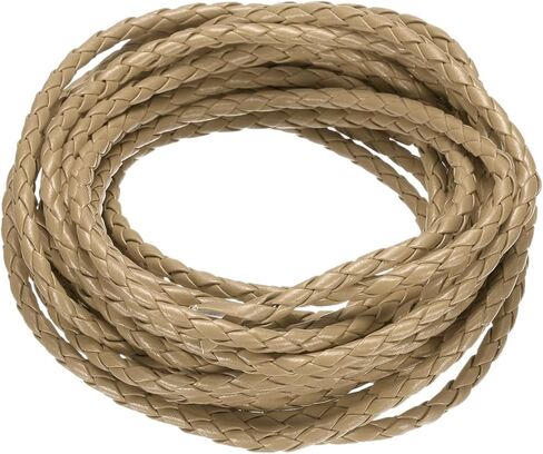 Round Braided Leather Cord, 10 Yards 4mm Four-Strand Faux Beading String Rope Bolo Tie 10 Meters Long for Jewelry Making/DIY Crafts, String Macrame Bracelet Thread [Beige] in Saudi Arabia