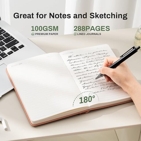Lined Journal for Women 100 GSM 288 Pages Leather Journals for Writing A5 Hardcover Travel Journals Notebook Gift Set with Pen for Work Daily Writing in Saudi Arabia