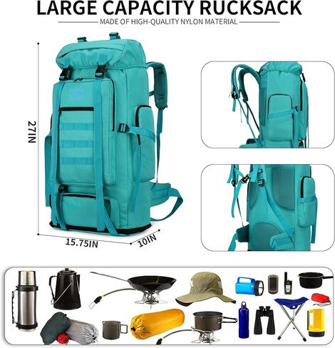 70L/100L Hiking Camping Backpack MOLLE Rucksack Waterproof Daypack for Traveling (Army Green) in Kuwait