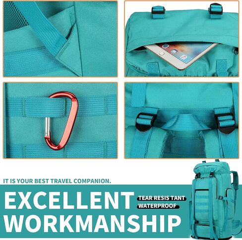 70L/100L Hiking Camping Backpack MOLLE Rucksack Waterproof Daypack for Traveling (Army Green) in Kuwait