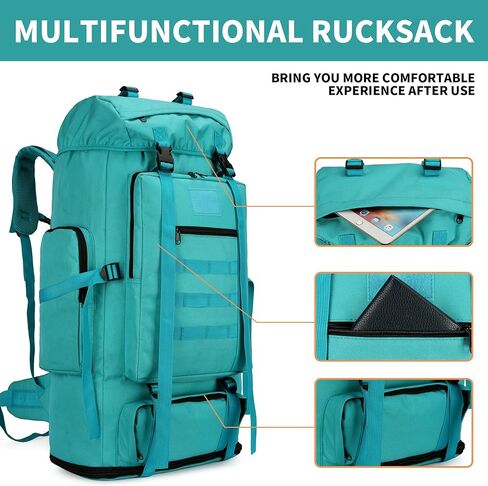 70L/100L Hiking Camping Backpack MOLLE Rucksack Waterproof Daypack for Traveling (Army Green) in Kuwait