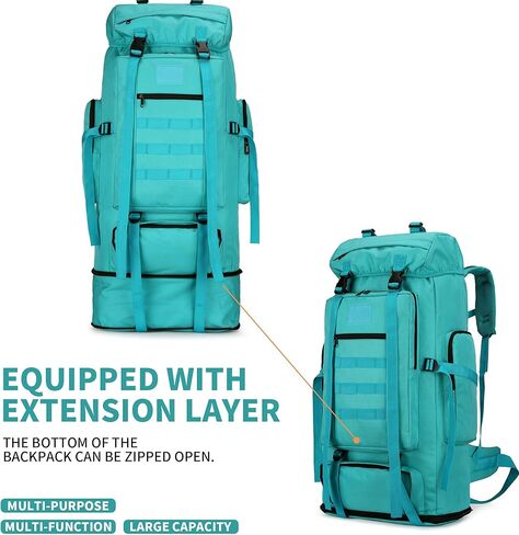 70L/100L Hiking Camping Backpack MOLLE Rucksack Waterproof Daypack for Traveling (Army Green) in Kuwait