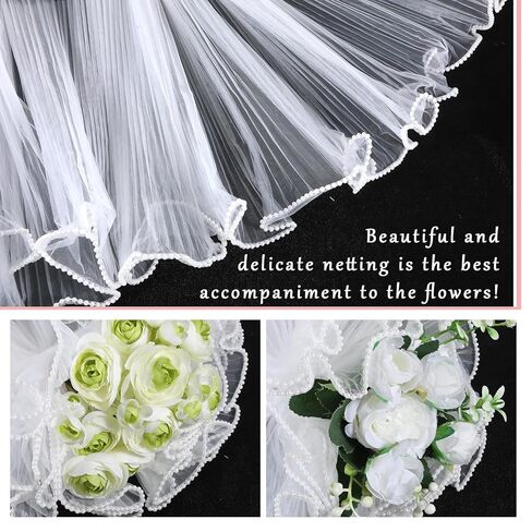 ورق تغليف الباقة، ورق شبكي لتغليف الزهور البيضاء، أوراق تغليف شبكية مجعدة بحافة لؤلؤية لباقة الزهور، مشغولات يدوية الصنع، تغليف الهدايا، الزفاف، الحفلات in Kuwait