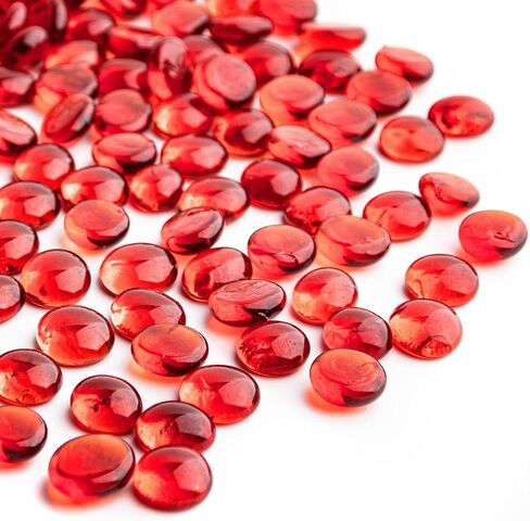 0.95 LB Purple Glass Marbles, Mini Flat Glass Beads~160 PCS for Vase Fillers, Floral Bottom Mancala Gems Pebbles Fish Tank Rocks for Table Aquarium,Home Decor Art Craft Supplies(Red 0.5"~0.7") in Saudi Arabia