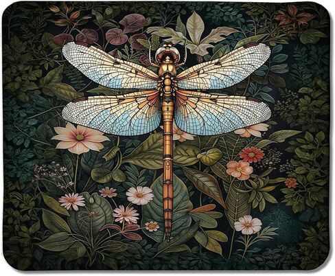 لوحة ماوس Moody Floral Dragonfly، وسادات ماوس طبيعية لحشرة اليعسوب النباتية الداكنة لأجهزة الكمبيوتر المحمولة وأجهزة الكمبيوتر المحمولة، مقاس 9.5 × 7.9 بوصة in Kuwait