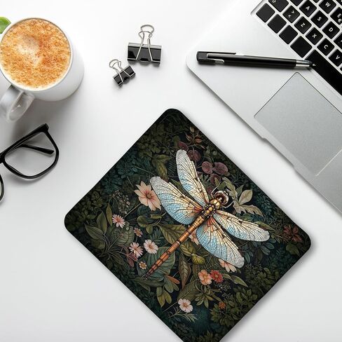 لوحة ماوس Moody Floral Dragonfly، وسادات ماوس طبيعية لحشرة اليعسوب النباتية الداكنة لأجهزة الكمبيوتر المحمولة وأجهزة الكمبيوتر المحمولة، مقاس 9.5 × 7.9 بوصة in Kuwait