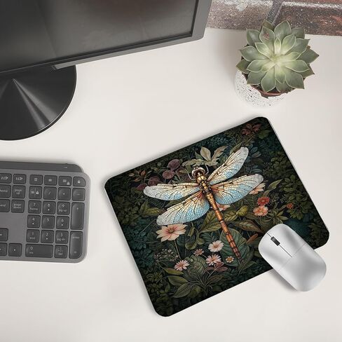 لوحة ماوس Moody Floral Dragonfly، وسادات ماوس طبيعية لحشرة اليعسوب النباتية الداكنة لأجهزة الكمبيوتر المحمولة وأجهزة الكمبيوتر المحمولة، مقاس 9.5 × 7.9 بوصة in Kuwait