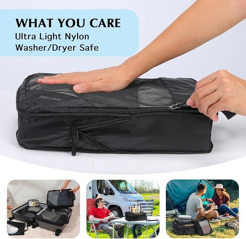 PFEYRPK Compression Packing Cubes for Suitcase,Expandable Packing Cubes Compression for Travel, 7 Set with Clear Toiletries Shoe Bag and Backpack Bag Travel Organizer Cubes for Travel Essentials. in Kuwait