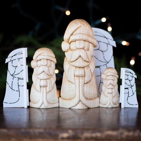 3D Printed Full Body Santa Wood Carving Stencil Template, PLA Material, Available in 1", 1.5", 2" Sizes, Corner Design with Tutorial in Saudi Arabia