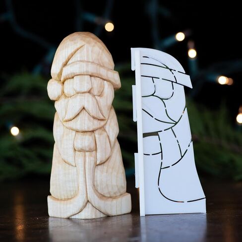 3D Printed Full Body Santa Wood Carving Stencil Template, PLA Material, Available in 1", 1.5", 2" Sizes, Corner Design with Tutorial in Saudi Arabia